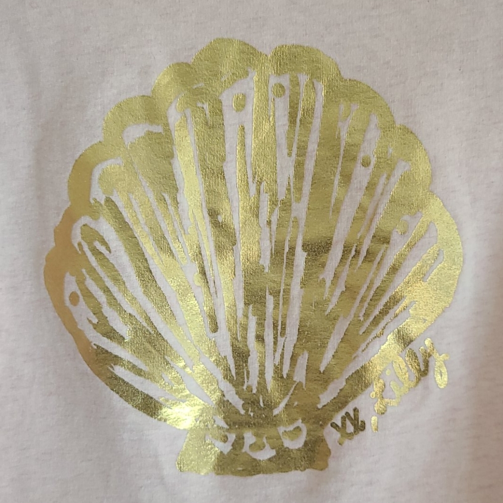 Girls long sleeve tee popover gold shell print - Picture 3 of 3